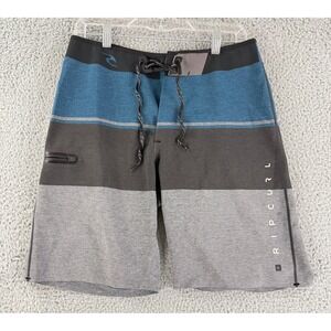 Rip Curl MF Driven Mirage Board Shorts Men 30 Blue Grey Colorblock Zipper Pocket